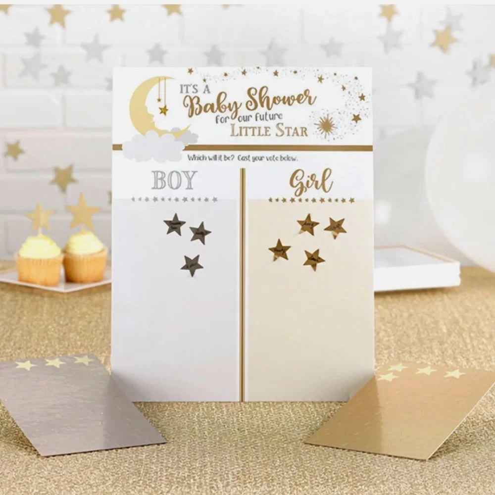 Baby Shower Gender Reveal Voting Board - Gold and Silver